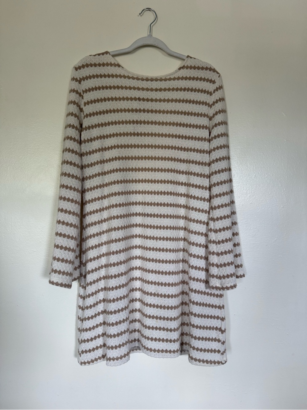 H&M Knit Stripped Dress in Cream and Tan XL
